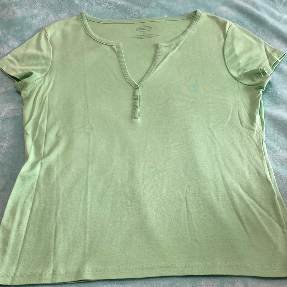 Talbots lime green tee size M